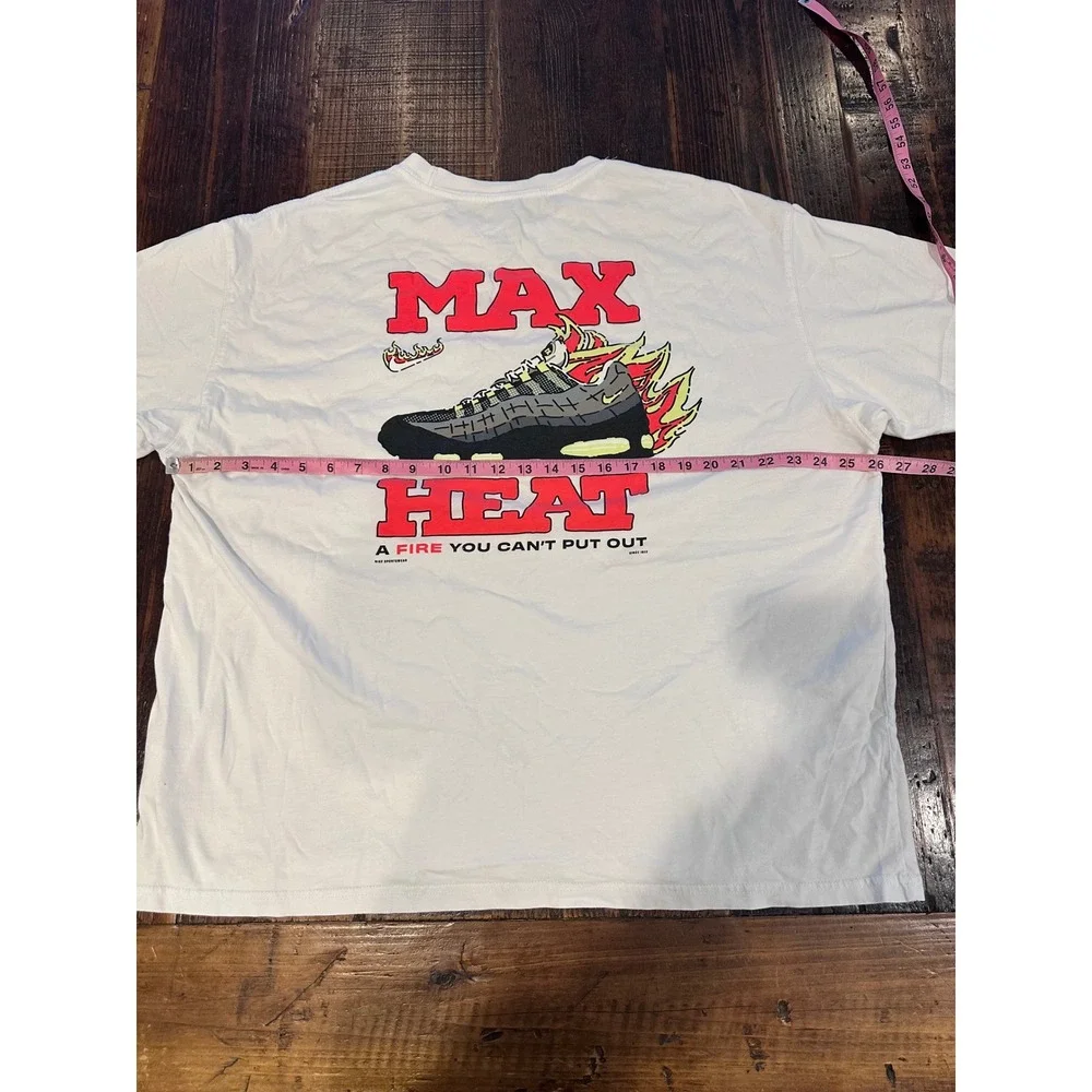 Nike Max Heat Air Max 95 Graphic T-Shirt Mens‎ 2XL White Loose Fit Streetwear